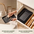 thumbnail image 6 of Kikcoin 3-Piece Nonstick Baking Sheets, Carbon Steel Cookie Sheet Set with Diamond Texture, Heavy Duty Baking Pans for Oven, Black, 6 of 8