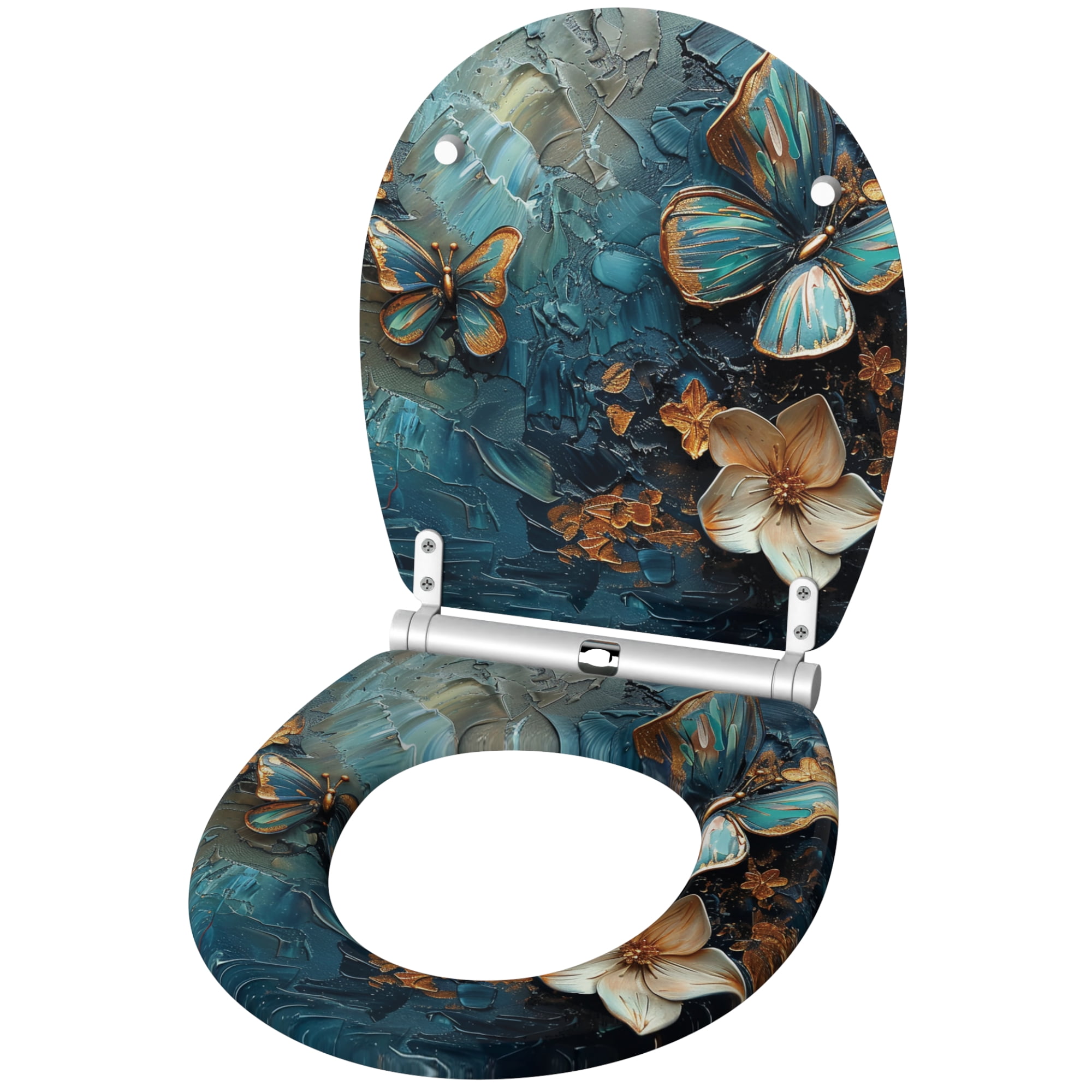Sanilo Toilet Seat ROUND, Soft Close, One-Click Quick Release, Easy Installation, Non-Slip, Easy to Clean (Mariposa)
