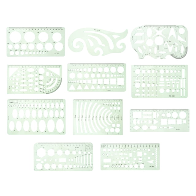 KAKOWELY 1 Set of Geometric Rulers Plastic Design Templates Practical Student Draft Ruler,7.09X"X4.13"X0.08"