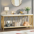 Tribesigns Extra Long White Gold Entry Decorative Console Table, 2Tier