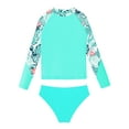 thumbnail image 4 of iEFiEL Girls Printed Swimwear Rashguard Set Long Sleeve Swim Tops with Briefs Swimsuit Outfit Bathing Suit Lake Green 10, 4 of 7