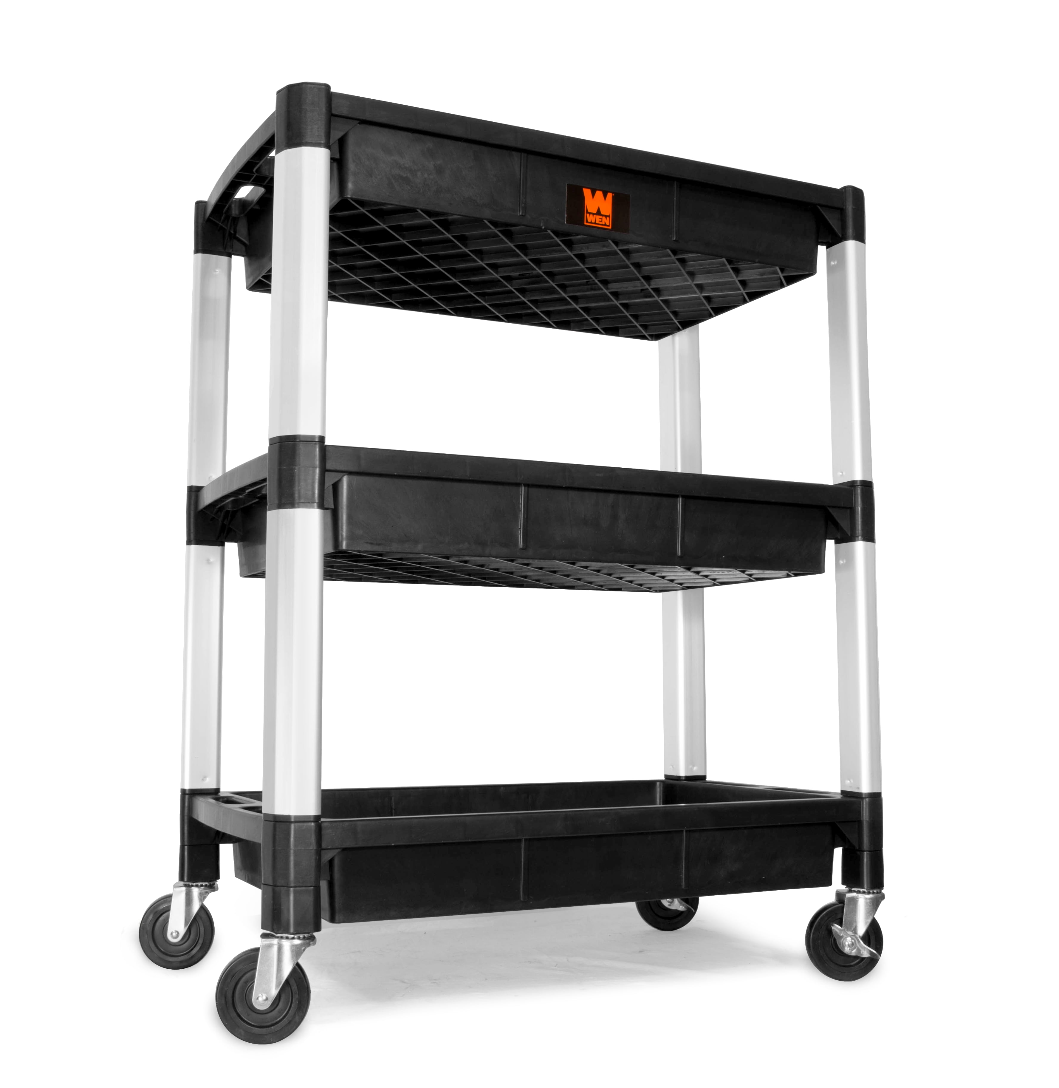 WEN Three-Tray 300-Pound Capacity Triple Decker Service and Utility Cart, 73163