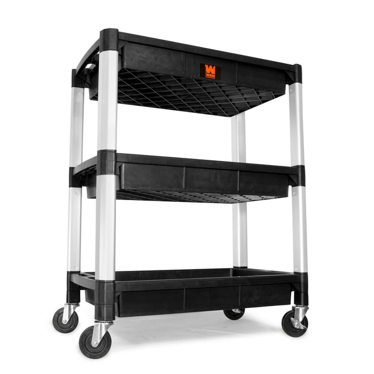 BENTISM Utility Service Cart with Wheels 3-Tier Food Service Cart 154lbs  Capacity