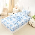 thumbnail image 4 of Erosebridal Cute Coquette Bowknot Twin Sheet Sets For Kids,Blue Cartoon Letter A Monogram Bedding 3-Piece, 4 of 6