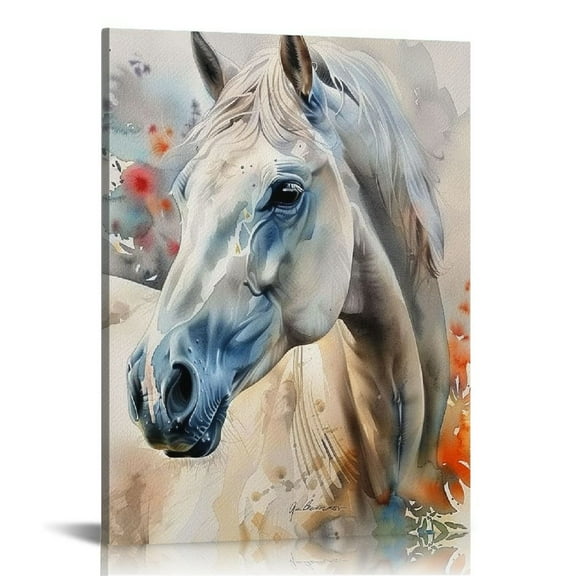 COMIO Watercolor Horse Wall Art,Horse Canvas Wall Art,Horse Wall Decor,Horse Decor,Horse Pictures,Horse Pictures Wall Decor,Gifts for Horse Lovers,Framed