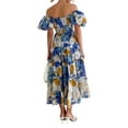 thumbnail image 6 of Liacowi Women Midi Dress Short Sleeve Off-shoulder Boho Flower Print Loose Swing Dress Summer Dress, 6 of 7
