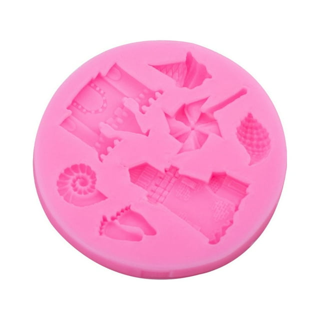 Transemion 1/2/3/5 Silicone Cake Mold Heats-resistant Non-stick 7 Grid Bakery Baking Footprint Castle Shell Windmill Fondant Mould 1PCS