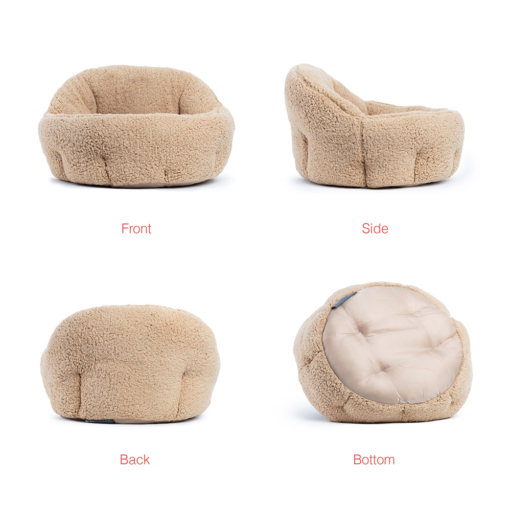 Best Friends By Sheri Deep Dish Sherpa Cuddler Cat Bed, Beige, Standard