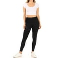 thumbnail image 4 of Women's Full Length Stretch High Waist Zip Pocket Workout Yoga Running Seamless Leggings Black L, 4 of 5