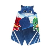 PJ Masks Kids Terry Cotton Bath and Beach Hooded Towel Wrap, Blue