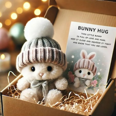Geerera Easter Decorations Clearance Mini Bunny Cute Easter Gift Handmades Emotional Support Positive Bunny Mini Inspirational Positive Crochet Animals Unique Gifts For Family Friend Loved Oness