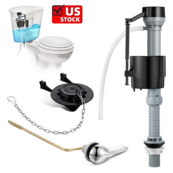 Universal Toilet Flusher Replacement Set, Fill Valve, 2“ Flapper, Side Mount Handle Lever, Water-Saving, Adjustable Toilet Repair Kit Inside Tank, Easy to Install