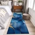 thumbnail image 4 of 2'x6' Rug Runners for Hallways Kitchen, Navy Blue Marble Non Slip Entryway Beside Floor Carpet Runner, Abstract Art Ink Painting Modern Washable Laundry Room Bedroom Throw Rugs Mat for Family Pet, 4 of 8