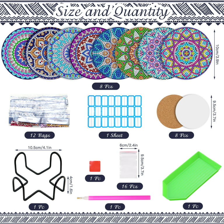 6 Pcs Diamond Painting Coasters with Holder, DIY Mandala Coasters Diamond  Painting Kits for Beginners, Adults & Kids Art Craft Supplies 