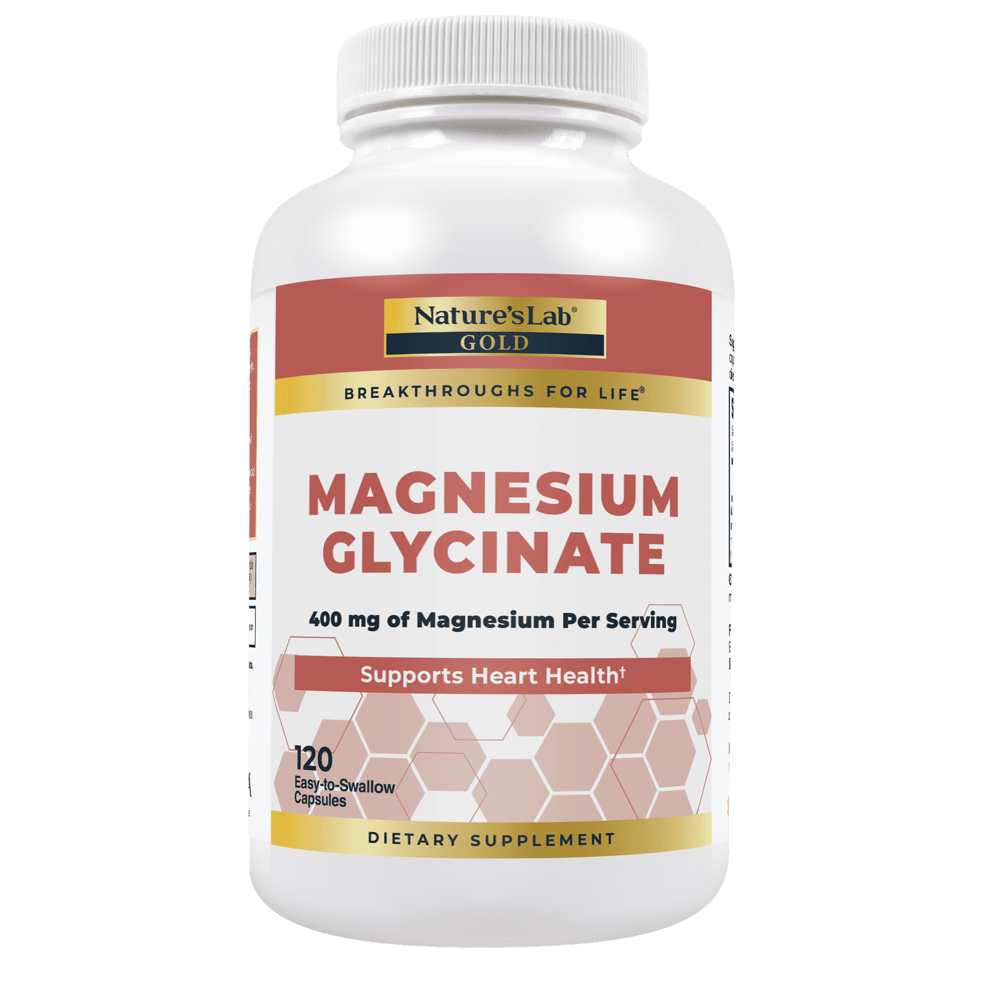 Nature`s Lab Gold Magnesium Glycinate 400mg - 120 Capsules (30 Day Supply) - Supports Cardiovascular Health, Muscle & Nerve Function*