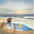 thumbnail image 2 of Erwin, Eric 26x26 Gold Ornate Wood Framed with Double Matting Museum Art Print Titled - Boat on the shore, 2 of 4