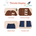 thumbnail image 5 of Yaoqi 5T Little Girl Outfit Set 6T Child Girls Clothes Long Sleeves Bowknot Sweatshirt Top Flared Denim Pants 2pcs Clothing Brown, 5 of 6