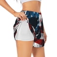 thumbnail image 1 of Balery American Flag Skull Pantalones cortos deportivos para mujer con forro y dos bolsillos, elásticos, para entrenamiento, gimnasio, yoga-Large, 1 of 7