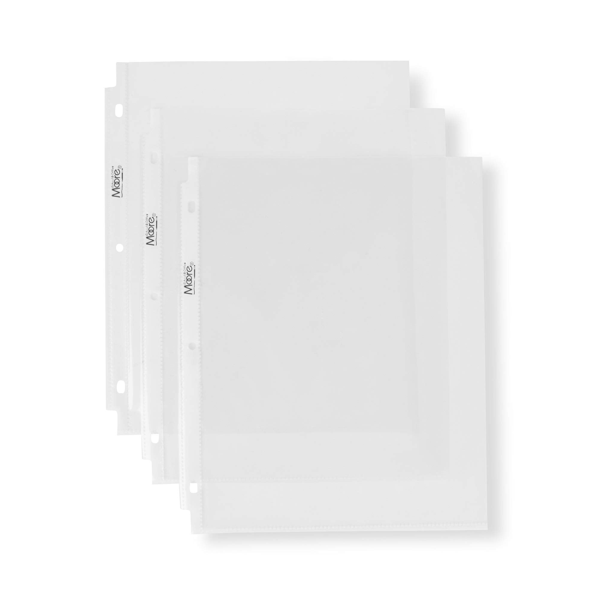 Moore Sheet Protectors, Holds 8.5 x 11 inch Sheets, Clear, Reinforced, Fit Standard 3 Ring