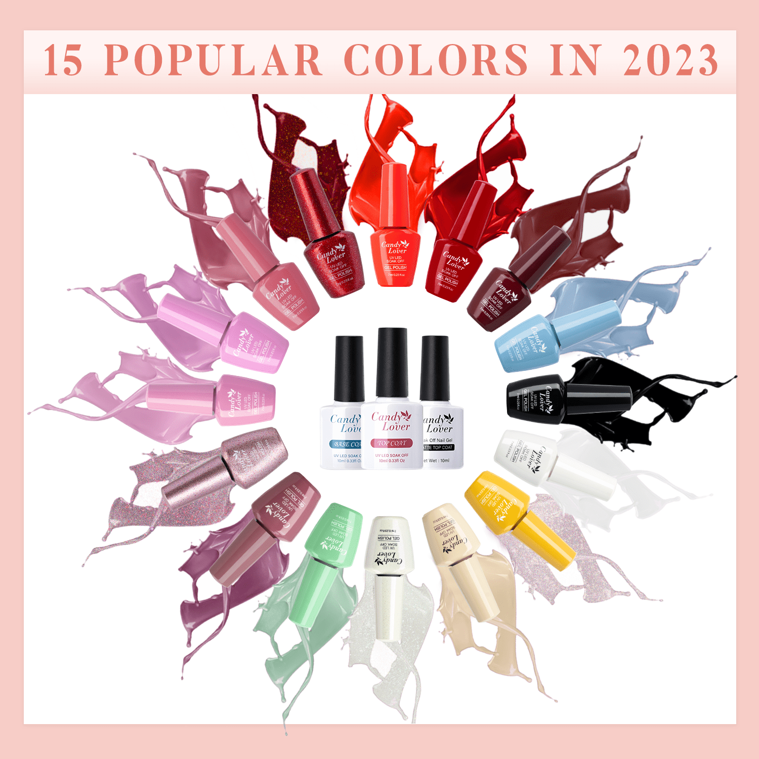 Candy Lover Gel Nail Polish Kit with UV Lamp, 72W Nail Dryer, 15 Colors All Season Tone Quick Dry Long-lasting Gel Nail Polish Set, Nail Polish Kit for Girl Lady Womens Manicure DIY Nail Gift
