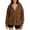 1-Khaki, variant on Womens Half Button Down Sweatshirts Solid Oversize Loose Long Sleeve Drop Shoulder Hoodie Tops Sport Casual Pullover Shirts