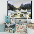thumbnail image 2 of Cottage Covered In Snow With Winterscene 40 in x 30 in Framed Painting Canvas Art Print, by Designart, 2 of 5