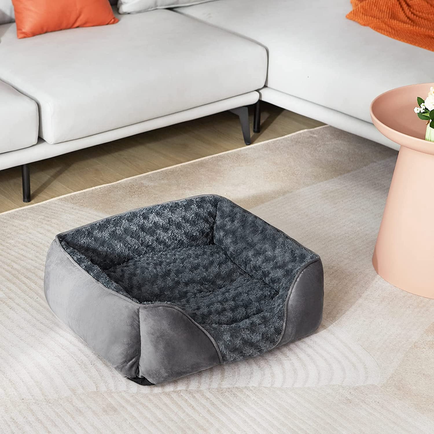 Rectangle Washable Orthopedic Dog Bed for Small, Medium and Large Dogs, Soft Calming, Sleeping Puppy Bed Durable Pet Cuddler with Anti-Slip Bottom, S (20"x19"x6")