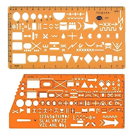GOTICAL Standard Graph Template Stencil with Military Symbols, Pack of 2