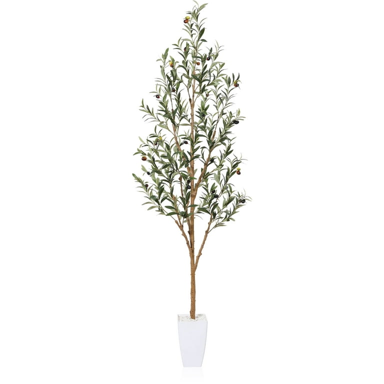 2-Pack 6 FT Tall Faux Olive Plants Artificial Olive Tree w/Leaves & Fruits  Green