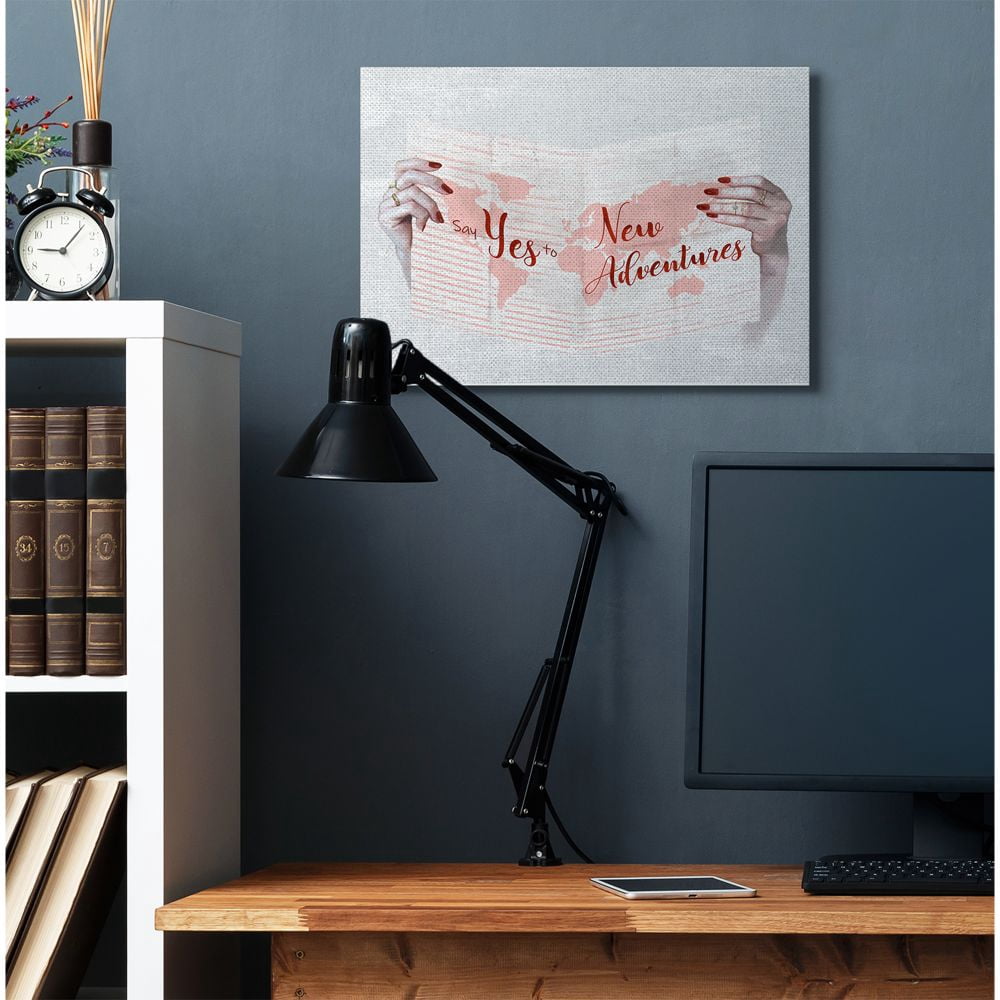 Stupell Industries Say Yes to New Adventures Red Text Travel Sentiments Canvas Wall Art Design by Ziwei Li, 24" x 30"
