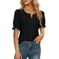 thumbnail image 2 of MOSHU Blouses for Women Casual Chic V Neck Womens Tops Summer Dressy Chiffon Shirts, 2 of 9