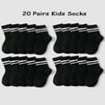 thumbnail image 1 of JUNWELL 20 Pairs Kids‘ Breathable And Comfortable Black Round Neck Socks With Double Bars Design  Perfect For Daily Wear, 1 of 6
