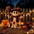 thumbnail image 5 of ZENVIVE Light Up Ghost Figurine, 5.9" Resin Halloween Skeleton Decoration with Warm LED Lantern, Cute Spooky Statue for Indoor Tabletop, Mantel, Shelf, Desk and Party Decor(Button Battery), 5 of 6