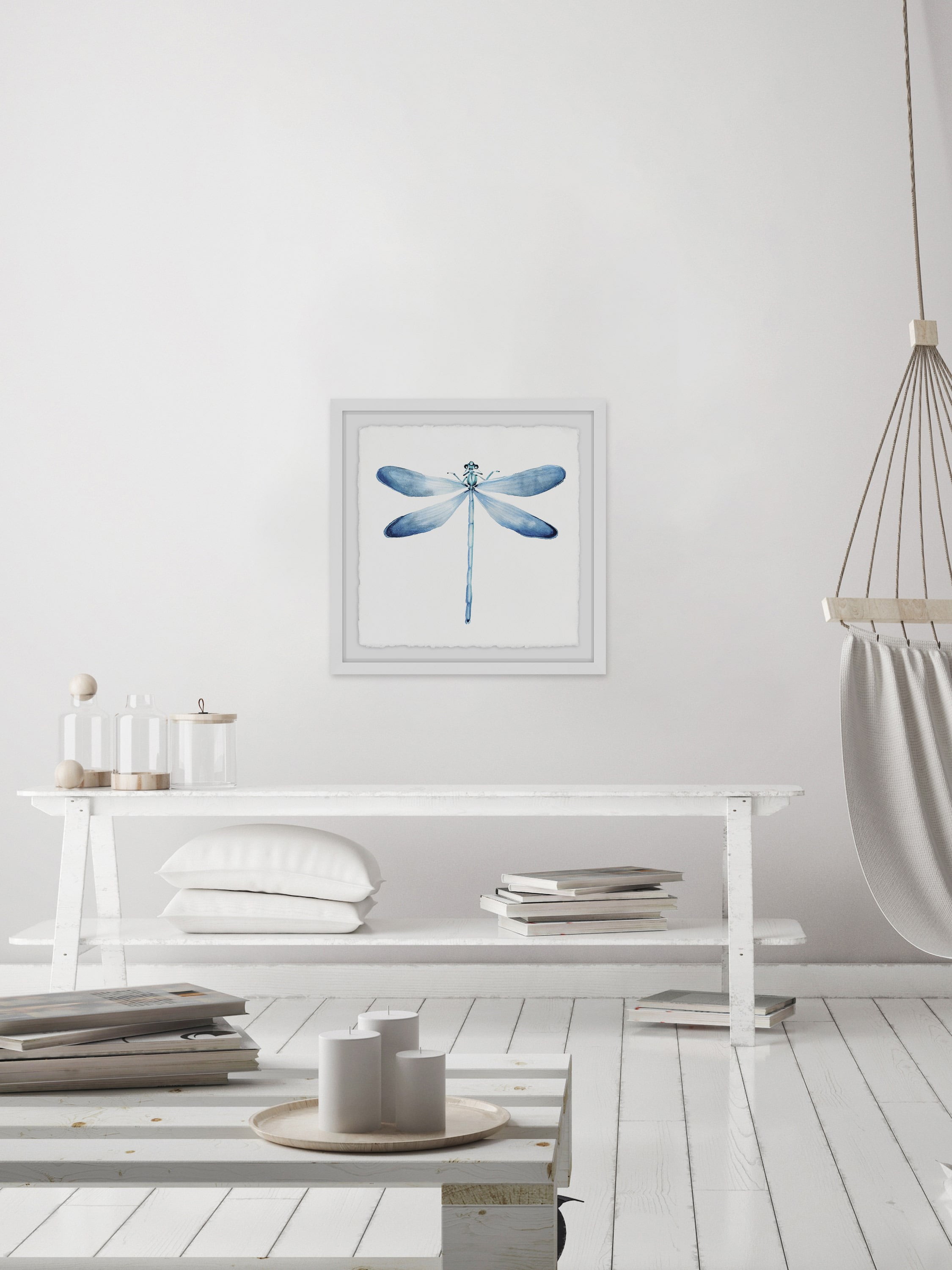 Marmont Hill Mh-julinsc-63-wfpfl-12 Blue 12 inch x 12 inch Blue Dragonfly Rows II Framed Giclee