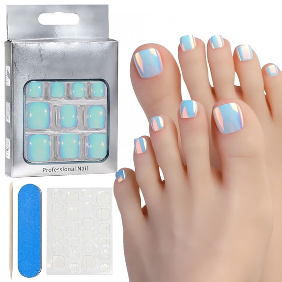 RAGUPEL 2026 New 24-Pack White Glossy False Toenails-Acrylic Press-On Nails for Women,Reusable Fake Nails with Glue&Tools,12 Sizes,Diy Home Manicure Kit for Weddings,Holidays,Gifts