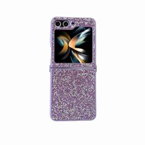 Dteck for Samsung Galaxy Flip 4 Glitter Sparkly Case, Shockproof Bling Shiny Diamond Rhinestone Case with Flexible Plating TPU Bumper Slim Anti-Slip Protective Cover for Women Girls, purple