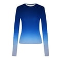 thumbnail image 5 of BLVB Womens Fall Spring Tops Trendy Gradient Crew Neck Long Sleeve Basic Blouse Casual Slim Comfy Plus Size T-Shirts, 5 of 6