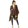 thumbnail image 5 of Sakkas Mari Women's Reversible Large Poncho Shawl Wrap Scarf Cape Ruana Blanket - Brown - One Size Regular, 5 of 7