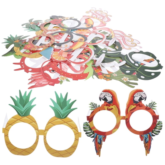 IBASETOY 12Pcs Assorted Color Luau Glasses for Decoration Use Tropical Party Props Lightweight Paper Eyewear