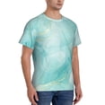 thumbnail image 2 of Bixox Men's Blue Marble Printed Short Sleeve Skinny Athletic T-Shirt, 2 of 6