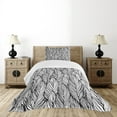 thumbnail image 4 of Ambesonne Feather Quilted Bedspread Set 2 Pcs, Monochrome Outline, Twin Size, Charcoal Grey White, 4 of 5