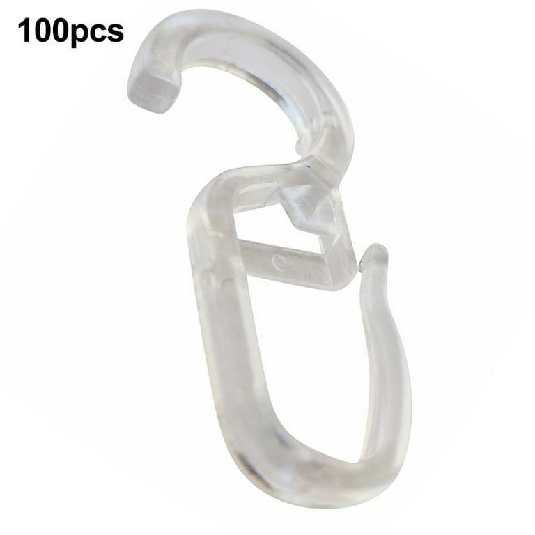 100Pcs Plastic Shower Curtain Hooks, Clip-on Hooks With 10mm Eyelet For Curtain  Rings - Pleating Hooks for Curtain&Liner Bathroom 