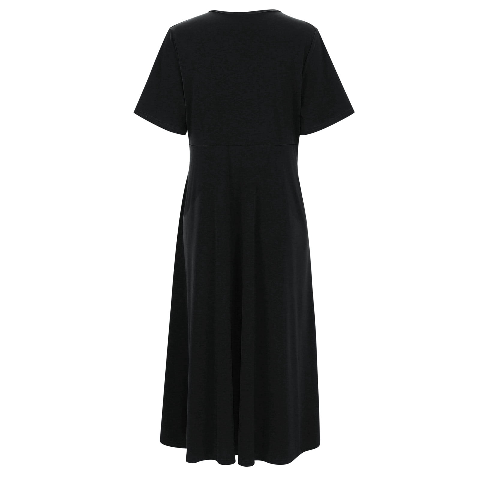 Jamsmile Womens Dress Summer Casual Short Sleeve V Neck Pleated Solid Color Loose Vintage Dresses Beach Long Vacation Sundress