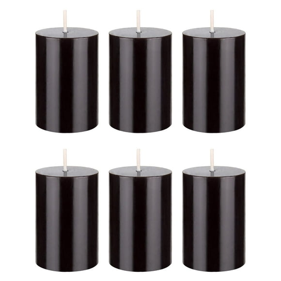 Mega Candles 6 pcs Unscented Black Round Pillar Candle, Hand Poured Premium Wax Candles 2 Inch x 3 Inch, Home Décor, Wedding Receptions, Baby Showers, Birthdays, Celebrations, Party Favors & More