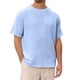 thumbnail image 3 of Camisa de manga corta de lino de color liso para hombre: camiseta vintage de cuello redondo para la playa, 3 of 7