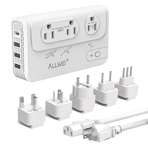Convertidor de voltaje ALLWEI 2000W 220V a 110V con tipo C, E/F, G, I, L