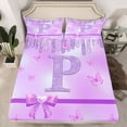 thumbnail image 2 of Manfei Personalized Initial Letter P Girl 4pcs Bed Sheets,Flying Butterfly King Sheets,Dreamy Princess Super Cozy Sheet Set,Bling Glitter Room Decor, 2 of 7
