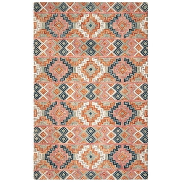SAFAVIEH Aspen Dulcibella Geometric Striped Wool Area Rug, Orange/Fuchsia, 10' x 14'