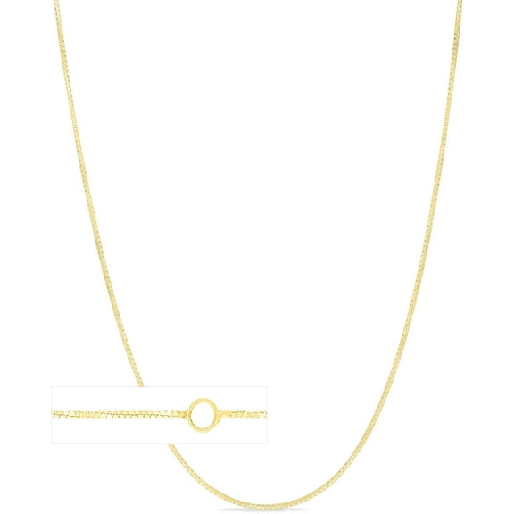 Floreo 14k Yellow Gold or White Gold 0.6mm Adjustable Box Chain Extendable Necklace, 16 - 18 Inch