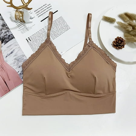 

Women Camisole Bra Push-Up Underwear Lace Trim Corset Removable Chest Pad